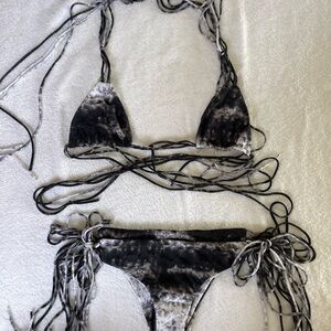Mikoh Black and Gray Bikini Set